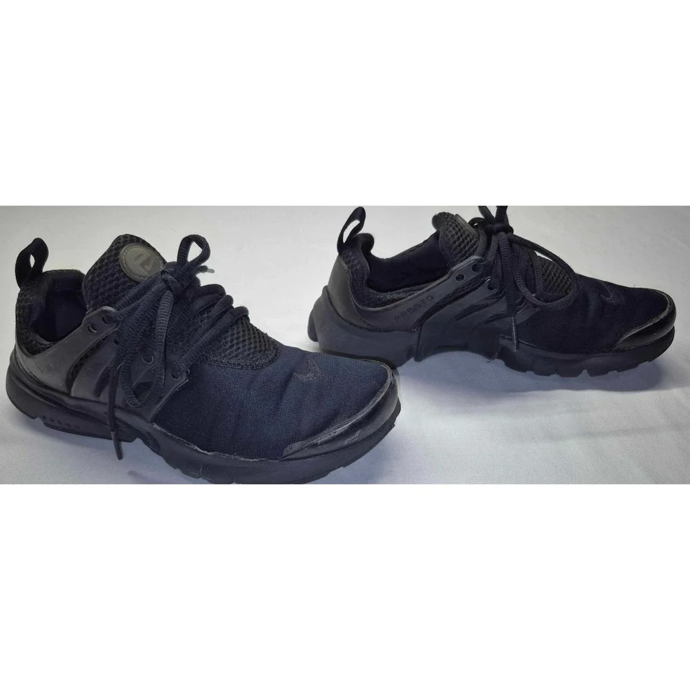 Nike Air‎ Presto GS Triple Black Running Shoes 833875 003 Kids Youth 4